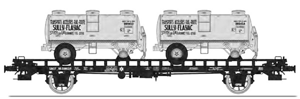 REE Modeles WB-616 - French UFR double transport Era III HR 598112 black + 2 round shaped tank trailers SULLY-FLAYAC
